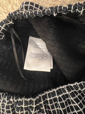 Chanel Black and White Checkered Micro Shorts with Silver Metallic Details and Silver CC Logo Buttons Size FR 36 (UK 8)