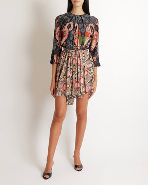 Louis Vuitton Multicolour Printed Mini Dress with Mesh Details and Belt Size FR 34 (UK 6)