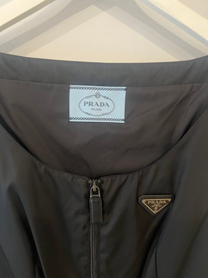 Prada Black Re-Nylon Midi Dress with Silver Buckle and Logo Plate Detail Size IT 42 (UK 10)