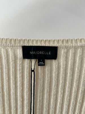 Majorelle Ivory V Neck Ribbed Knit Jumper Size S (UK 8)