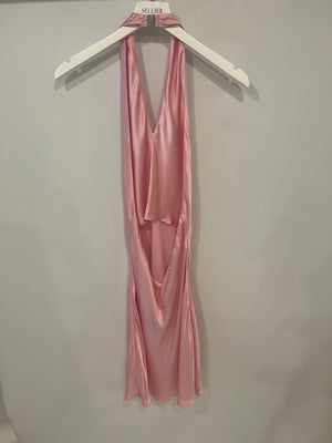 Natalie Rolt Pink Silk Mini Dress with Open Back Detail Size US 0 (UK 4)