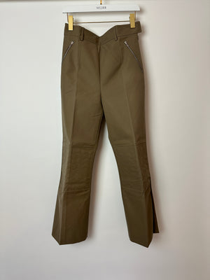 Hermès Khaki Straight Leg Riding Trousers Size FR 38 (UK 10)