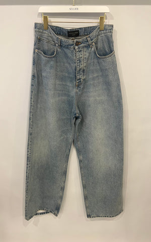 Balenciaga Wide Leg Unisex Jeans with Distressed Detail Size S (UK 8)