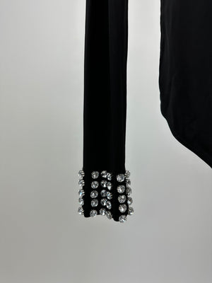Dolce & Gabbana Black Long-Sleeve Bodysuit with Crystal Sleeve Detail Size IT 40 (UK 8)