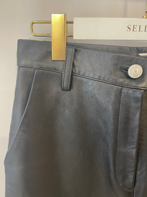 Magda Butrym Black Leather Large Trousers Size FR 36 (UK 8) RRP £1,950