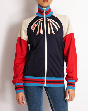 Gucci Blue, Red and Cream Tracksuit Jacket with Red Snake and Guccify Yourself Print Size M (UK 10)