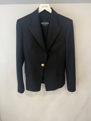 Balmain Black Wool Blazer Jacket with Gold Buttons Size FR 40 (UK 12)