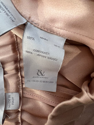 Ralph & Russo Blush Pink Jacket and Silk Trouser Set with Rose Gold Metallic Snake Trims Size IT 36/38 (UK 6/8)