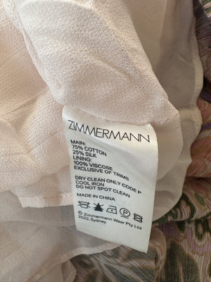 Zimmermann Pink Floral Strap Floral Midi Dress Size 4 (UK 16)