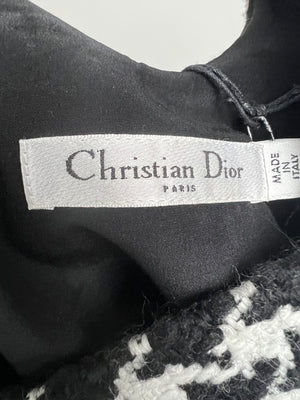 Christian Dior Black & White Sleeveless Houndstooth Top  FR 42 (UK 14)