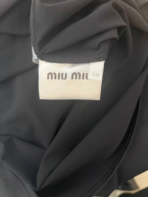 Miu Miu Black Midi Jersey Dress with White Logo Detail Size IT 38 (UK 6) RRP £1,060