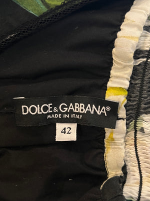 Dolce & Gabanna Black Floral Mini Dress with Lace Details Size IT 42 (UK 10)