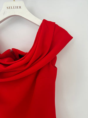 Solace London Red Sleeveless Mini Dress with Draped Neckline Detail Size UK 8