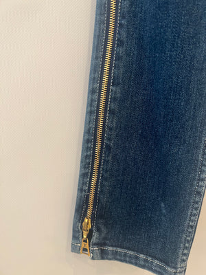 Louis Vuitton Skinny Jeans with Gold Zip Details and Logo Embroidery Size FR 34 (UK 6)