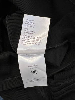 Mach & Mach Black Ribbed Mini Dress with Side Cut-Out and Crystal Embellishments Size FR 40 (UK 12) RRP £775