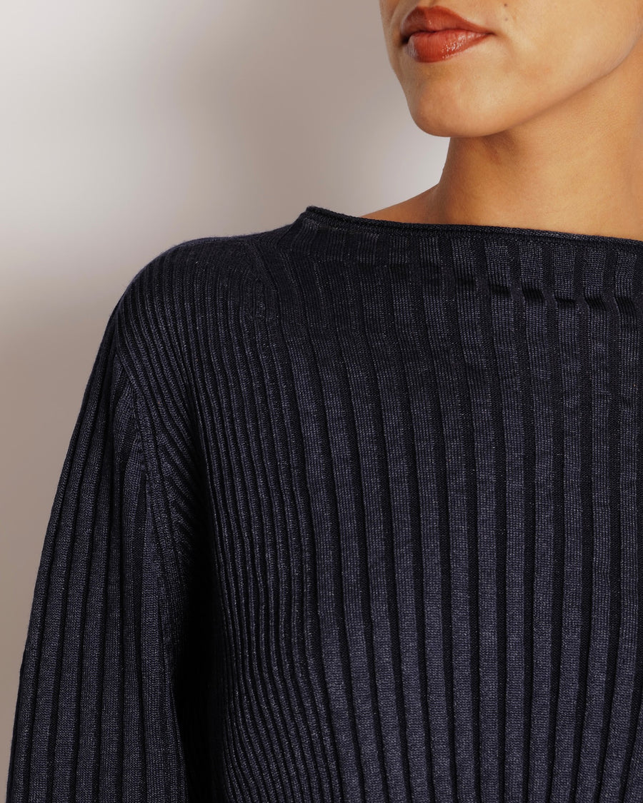 Louis Vuitton Navy Ribbed Cropped Jumper with Monogram Details Size XS (UK 6)