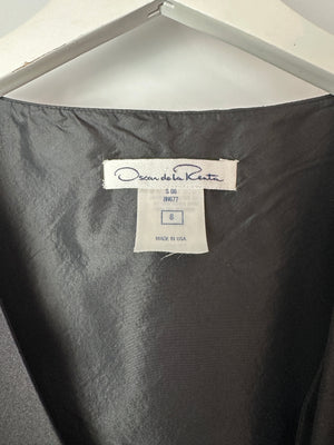 Oscar De La Renta Black Silk Sleeveless Mini Dress With Bow Detail Size US 8 (UK 12)