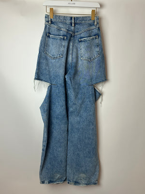 Maison Margiela Blue Wide Leg Jeans with Rips Size FR 38 (UK 10)