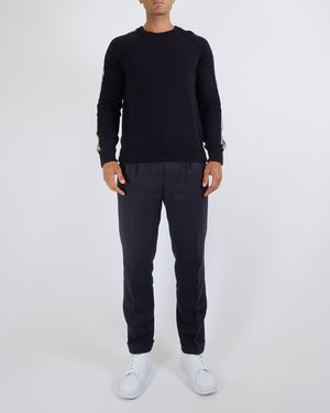 Christian Dior Menswear Navy Jumper With Oblique Logo Sleeve Detail Size L (UK 40)