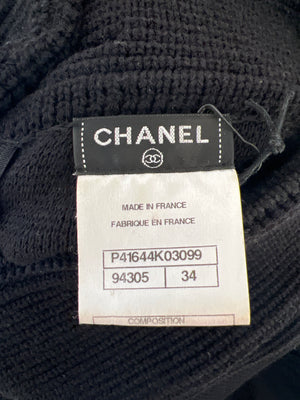 Chanel Black Sleeveless High-Neck Knitted Pleated Midi Dress with Pocket Detail Size FR 34 (UK 6)