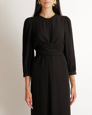 Zimmermann Black Long-Sleeve Maxi Dress with Bow Detail Size 1 (UK 10)