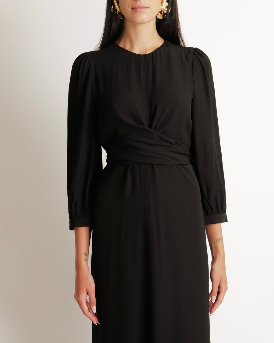 Zimmermann Black Long-Sleeve Maxi Dress with Bow Detail Size 1 (UK 10)