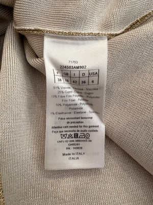 Christian Dior Gold Metallic Short-Sleeve Top and Trousers Set Size FR 36/38 (UK 8/10)