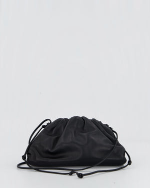 Bottega Veneta Black Mini Pouch Bag in Calfskin Leather with Silver Hardware