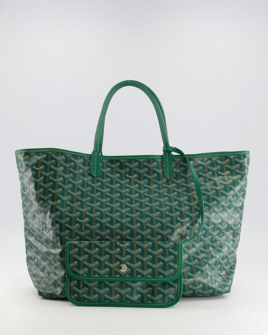 Goyard Saint Louis PM Tote Bag in Green Goyardine Canvas and Calfskin Leather