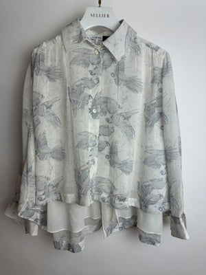 Loewe x Paula's Ibiza White and Blue Parrot Print & Shirt with Back Slit Detail Size FR 32 (UK 4)