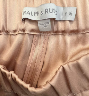 Ralph & Russo Blush Pink Jacket and Silk Trouser Set with Rose Gold Metallic Snake Trims Size IT 36/38 (UK 6/8)