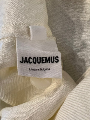 Jacquemus Le Splash Cream Linen High-Waisted Mini Shorts Size FR 36 (UK 8)