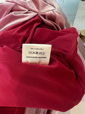 Alexandre Vauthier Pink Velour Asymmetric Mini Dress Size FR 42 (UK 14)