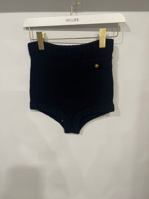 Chloe Navy Wool and Cashmere Shorts with Gold Button Detail Size XS (UK 6) RRP £660