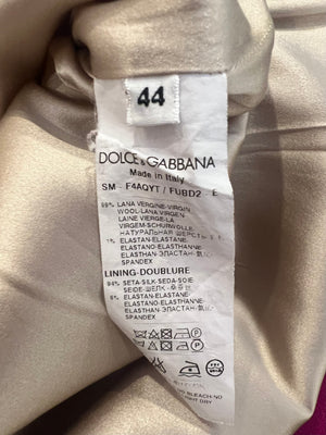 Dolce & Gabbana Pink Wool Mini Skirt with Black Waistband and Gold Buttons Detail Size IT 44 (UK 12)