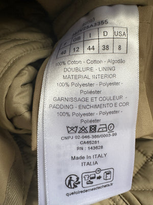 Christian Dior Camel Quilted Short Sleeve Bar Jacket with Bee Logo Detail Size FR 40 (UK 12)