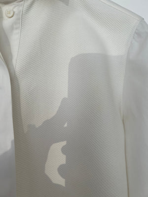 Valentino Cream Long Sleeve Button Down Shirt with Textured Detail and Peplum Back Size IT 40 (UK 8)