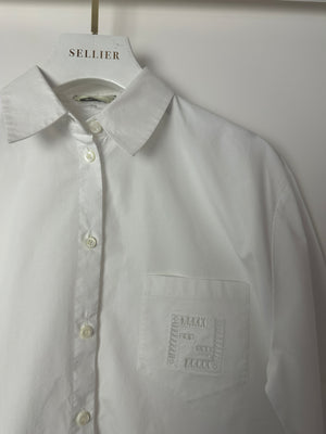 Fendi White Short-Sleeve Bowling Shirt with Logo Detail Size IT 40 (UK 8)
