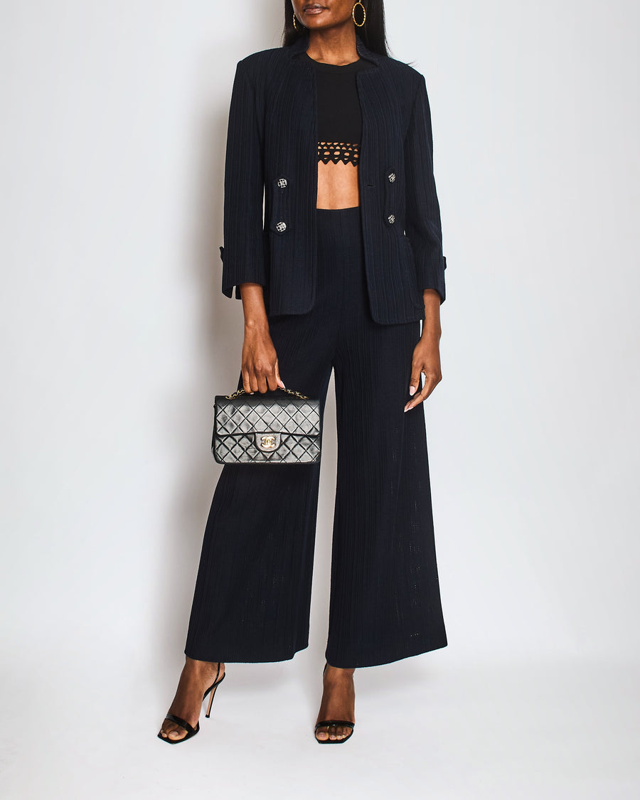 Chanel Navy Single Breasted Two-Piece Jacket and Trouser Set Size FR 42 (UK 14)