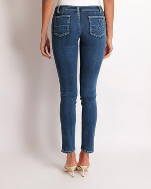 Louis Vuitton Skinny Jeans with Gold Zip Details and Logo Embroidery Size FR 34 (UK 6)