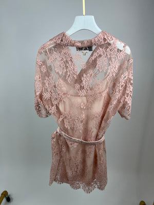 Gucci Pink Lace Mini Dress with Belt Detail Size IT 36 (UK 8)