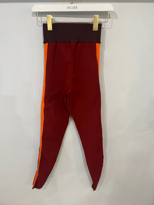 *CURRENT COLLECTION* Hermès Rouge Sellier and Orange Top and Leggings Yoga Set Size S (UK 8) RRP £1,120