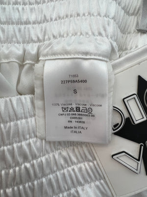 Christian Dior White Satin Shorts with Black Side Strips and Dior Vibe Detail Size S (UK 8)