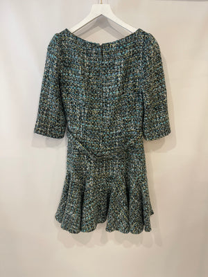 Dolce & Gabbana Blue Tweed Mini Dress with Crystal Belt Detail IT 44 (UK 12)