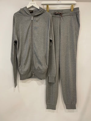 Loro Piana Light Grey Cashmere Gilet and Jogger Set with Orange Detail Size S (UK 8)