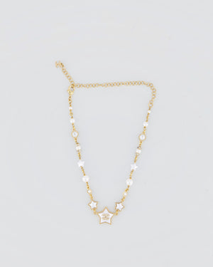 Chanel 24/C Gold Pearl Star CC Necklace with Diamante Detail