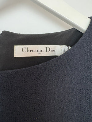 Christian Dior Black Short Sleeve Pleated Midi Dress FR 34 (UK 6)