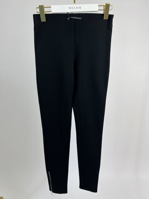 Ermanno Scervino Black High-Rise Leggings with Logo and Zip Detail 38 (UK 6)