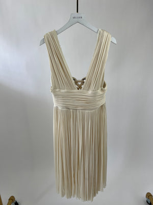 Maria Lucia Hohan Creamy Gold Leona Pleated Short Dress FR 38 (UK 10 - 12)