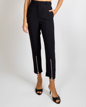 Alexander McQueen Black Trousers with Silver Ankle Zipper Details Size IT 38 (UK 6)